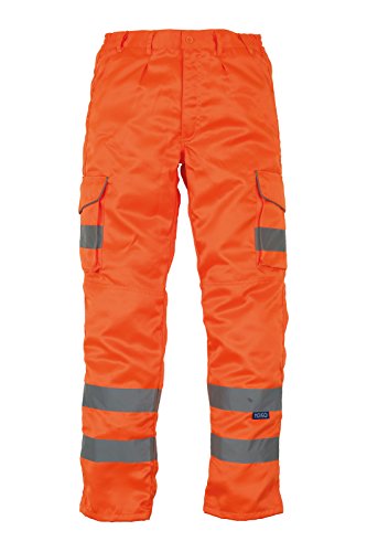 Workwear World WW118 Waterafstotende afwerking Hi Vis Zichtbaarheid Polykatoen Cargo Combat Workwear Broek met Verborgen Kniebeschermer Zakken