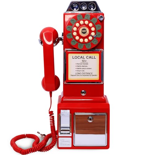 FiayaCom Audio Guest Book Wedding Phone, Audio Phone guestbook, Unique Phone Voice Recorder, Audio guestbook Like Leaving A Voicemail Message, Preserve Your Special Occasions (Antique, Red)