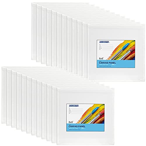 Fixsmith Painting Canvas Panel Boards -Art Canvas,24 Pack Small Square Canvases,Primed Canvas Panels,100% Cotton,Acid Free,Artist Canvas Board For Hobby Painters,Students & Kids (White, 6"X6") #TOP1