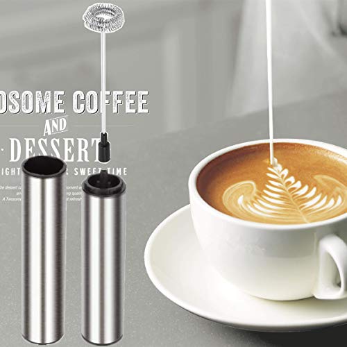 Electric Milk/Coffee Frother, Basecent Rechargeable Handheld Foam Maker/Mixer For Latte, Cappuccino, Frappe Drink, Hot Chocolate, Stainless Steel Silver #TOP5