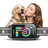 DINJOO Bark Collar for Large Medium Small Dogs - Smart AI 1S Stop Barking, Anti Barking Device & Dog Training Collar with Beep, Vibration & 8-Level Sensitivity, IP67 Waterproof - Pitch Black