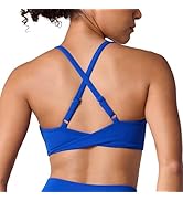 UNISSU Hugcurve Adjustable Twist Cross Back Sports Bra for Women V Neck Wireless Padded Yoga Work...