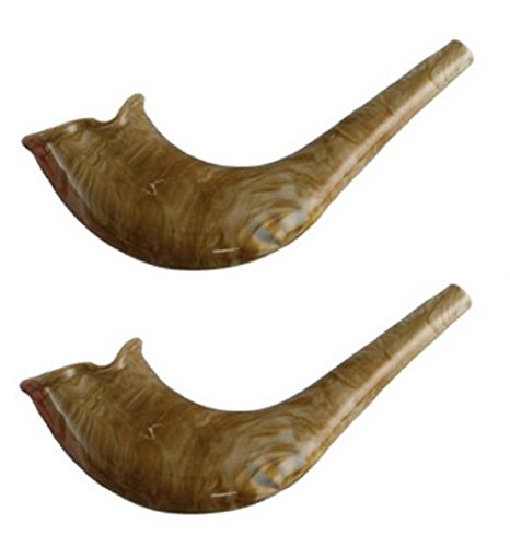 Quality Judaica Toy Shofar With Whistle, 2 Pack - Brown Plastic