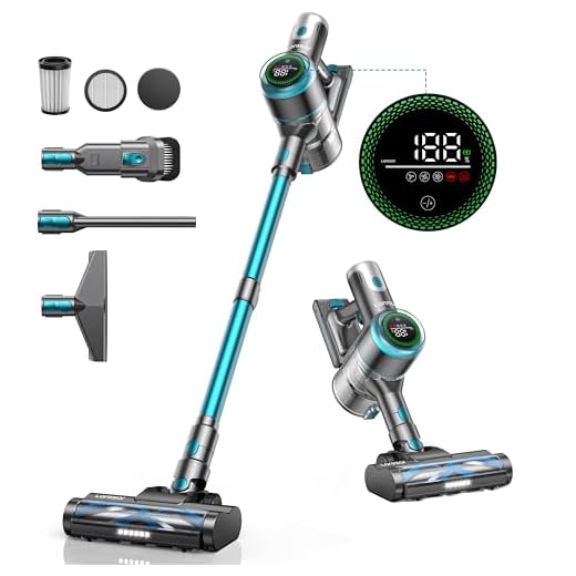 Laresar Akku Staubsauger, 60 Min/38kPa/450W Staubsauger Kabellos mit Touchscreen und Anti-Tangle-Bürste, Staubsauger für Hartböden/Teppich/Tierhaare/Auto/Zuhause