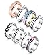 Adramata 8Pcs Fidget Ring für Damen Herren Edelstahl Ringe für Anti Stress Zapple Spinner Band Ringe Set Fidget Anxiety Ring Spinning Angst Ringe für Anti Stress