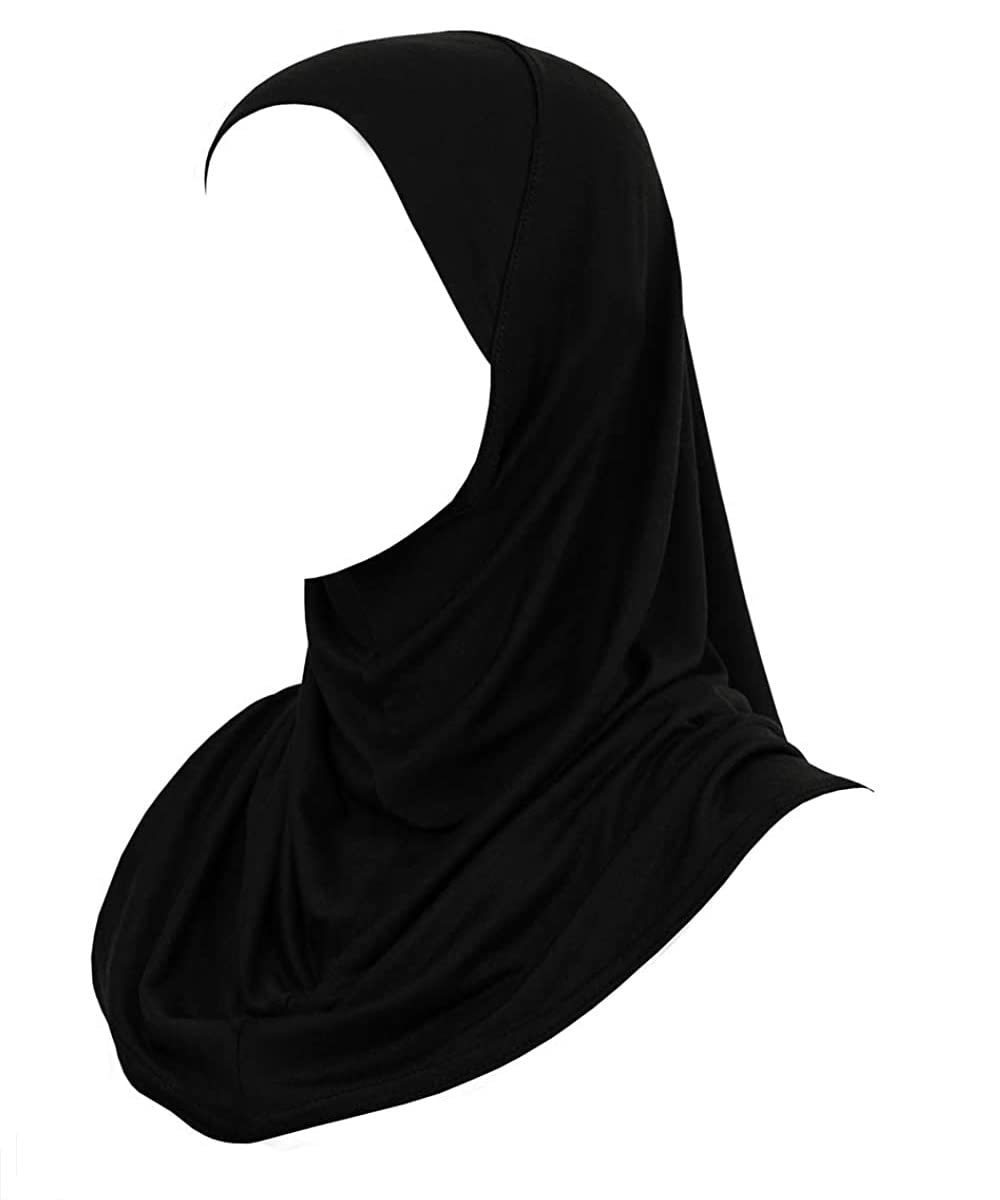 Toptrendz Girls Black Muslim Childrens Islamic One-Piece Headscarf Hijab - Plain