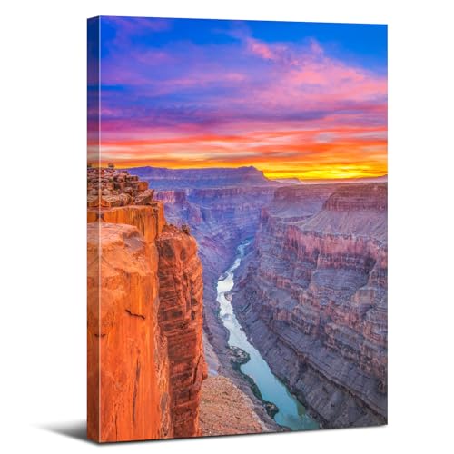 Sunset Grand Canyon Wall Art Nature Wall Decor Living Room Sunrise Arizona National Park Landscape Picture Canvas Prints Painting Vintage Mountain Photography Artwork Office Bathroom Decoration 12x16"