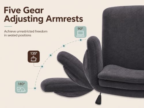Image of Armrests Criss Cross Chair - Wide Comfy Swivel Vanity Chairs with Wheels, Comfortable Adjustable Home Office Desk Computer Chair for Reading Room, Bedroom, Makeup Room (Dark Gray)