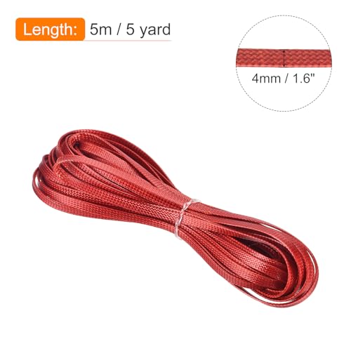 Hilo encerado plano de 5 yardas, 4 mm, rojo miniatura 2