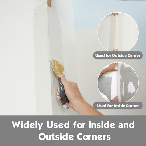 Image of ROLLINGDOG Reinforced Drywall Corner Tape, 2 inch x 98.4' Drywall Tape No Adhesive Side, Inside Outside Corner Bead with Metal for Wall Crack Repair