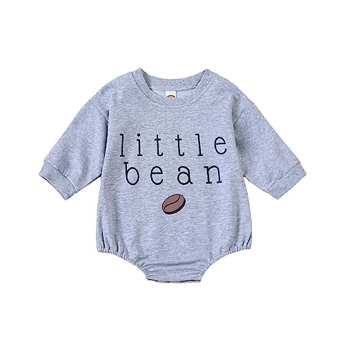 Image of Youweixiong Newborn Baby Boy Girl Romper Bubble Long Sleeve Little Bean Bodysuit Ovesized Sweatshirt Infant Casual Shirts Top
