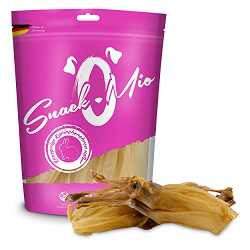 SnackOMio – Premium Hundesnack – knusprige Kaninchenohren Natur, getreidefrei, 1er Pack (1 x 150g)