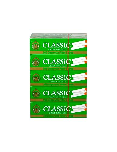 Global Classic Green Menthol King Size Cigarette Tubes 200 Count Per Box (Pack of 5)