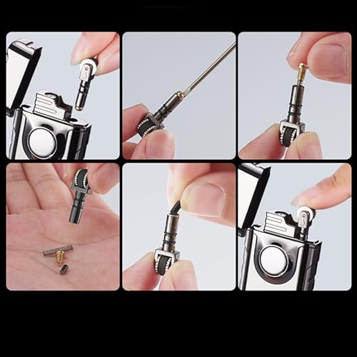 Encendedor Jet Dual Flame a prueba de viento plateado miniatura 5