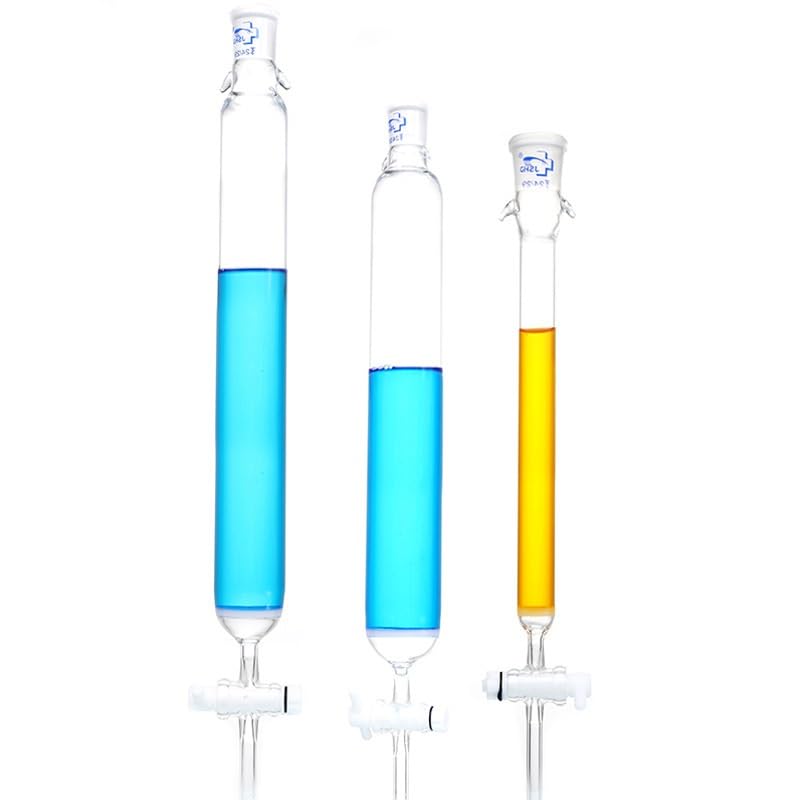 Borosilikat-Glas-Chromatographiesäule mit G2-Sinterplatte, PTFE-Hahn und 24/29-Schliff, 15ml-150ml Kapazität, 200mm-1500mm Länge(80mm*400mm)