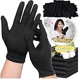 [LUYULAKI] 綿手袋 黒手袋 コットン 24枚入 手荒れ 保湿 作業用 薄手 スムス 布 使い捨て おやすみ ナイト ハンドケア 検品 家事 礼装 貴重品 品質管理用 メンズ レディース 子供 左右兼用(黒, XL)