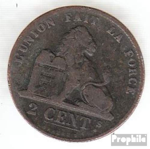 Pièce Belgique 1869 2 Centimes lion assis pour compléter un album de collection Prophila