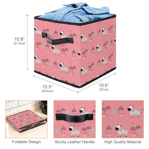 Boîte de rangement pliable chat rose cube en tissu pour placard - 4