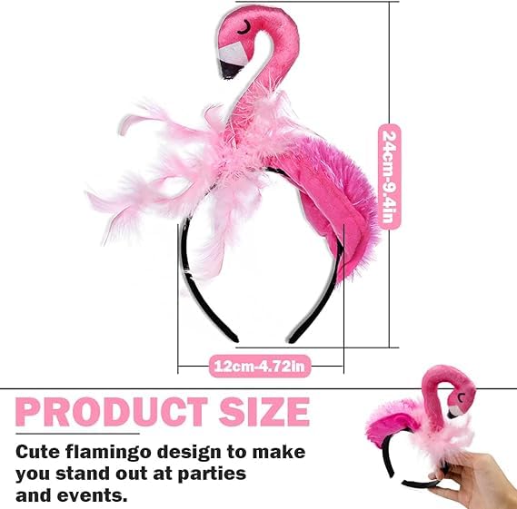 Mikily's Flamingo Headband for Women, Pink Feather Flamingo Costume Party Hat for Adults