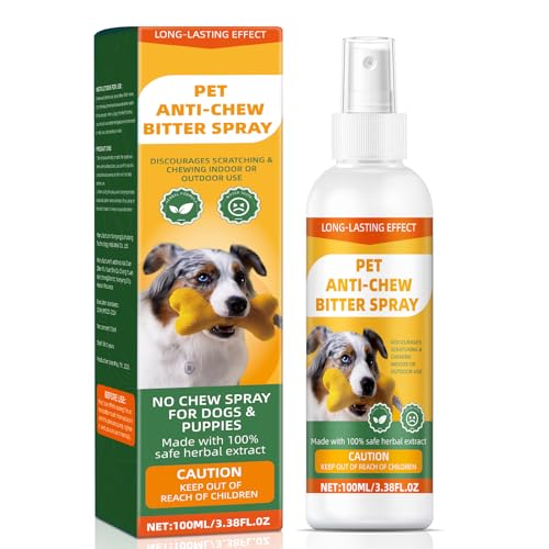 No Chewing Spray for Dogs, Anti-Chew Bitter for Dog Behavior Training Aid Spray, Natural Ingredients, Protect Furniture Shoes Belongings, Stop Chewing, Licking, Biting for Dog Deterrent Spray