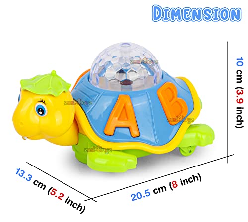 Image of Zest 4 Toyz Musical Toy for Kids Happy Turtle Bump and Go Dancing Toy Animal Figure with 3D Flashing Light & Sound Toy for Babies (Multicolor)