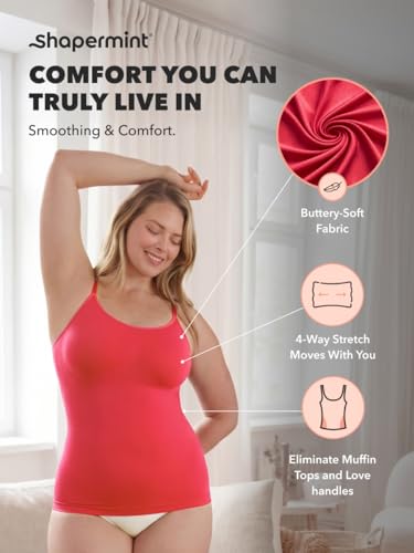 Image of SHAPERMINT Womens Tops - Scoop Neck Cami Body Shaper for Women, Shapewear Tummy Control, Camisole Tank Tops for Women