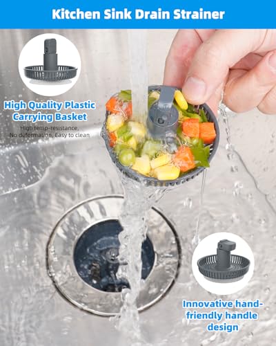 image for Hibbent 3 in 1 Kitchen Sink Drain Strainer and Stopper Combo, Chrome S