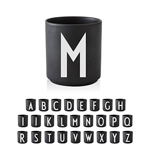 Design Letters Tasse mit Buchstaben M – Schwarzer Kaffeebecher aus Porzellan ohne Henkel, 250 ml… – Ansicht 1