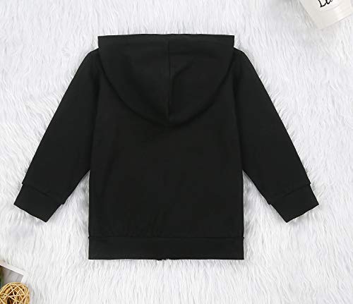 Imcute Baby Zip Up Hoodie, Unisex Inflant Toddler Long Sleeve Sweatshirts Lightweight Jacket Hooded Coats Fall Winter Outfits (Black, 2-3T) #TOP6