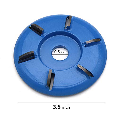 Six Teeth Power Wood Carving Disc Tool Milling Cutter, Woodworking Turbo Tea Tray Digging Wood Carving Disc Tool Milling Cutter for 16mm Aperture Angle Grinder Blue