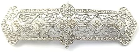 SILVER MANTILLA BROOCH, metallic silver