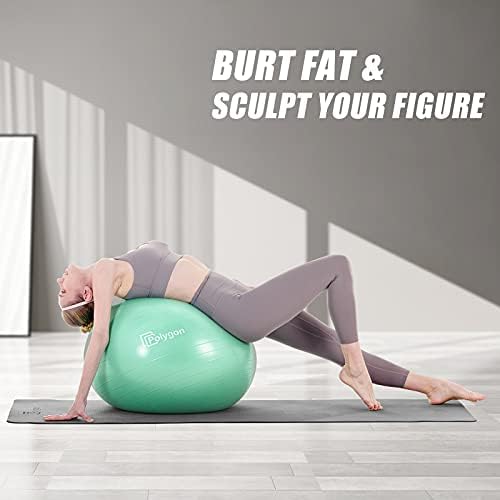Polygon Exercise Ball, Professional Grade Anti-Burst Balance Ball for Yoga, Birthing, Stability, Core Exercise, Fitness, Workout Guide Included - View 4