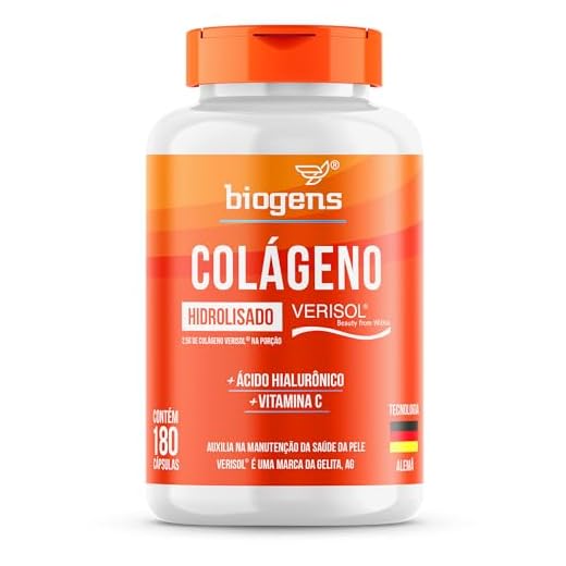 Colágeno Hidrolisado Verisol com Ácido Hialurônico e Vitamina C, Bigens, 180 Cápsulas (Unidade)