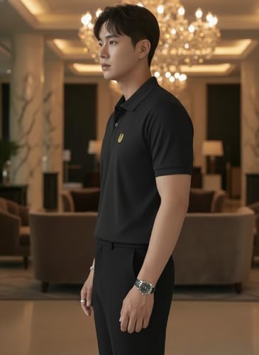 Image of MACK JONNEY Men's Solid Polo T-Shirt | Premium Cotton Blend | Regular Fit | Short Sleeve | Collared Casual Wear|Pack of 2 -MJ-157