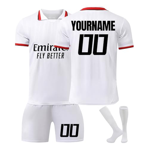 Genérico Camiseta Fútbol Milan Personalizadas Nombre y Número para Hombres y Niño, equipación Fútbol DIY con Conjunto Top Pantalón Corto y Calcetines Regalo de Fútbol
