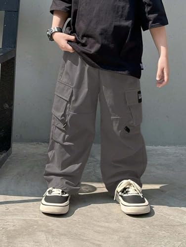Image of Lymio Junior's Boys Cargo Pants | Stylish Cotton Blend Casual Trousers for Kids | Relaxed Fit Junior Boy Cargo Pant | Trendy Kids Streetwear Joggers with Multi-Pockets