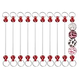PATIKIL 10 llaveros con cuentas, llaveros en blanco, con cuentas, barra de llavero a granel, para hacer joyas, manualidades, mochila, color rojo