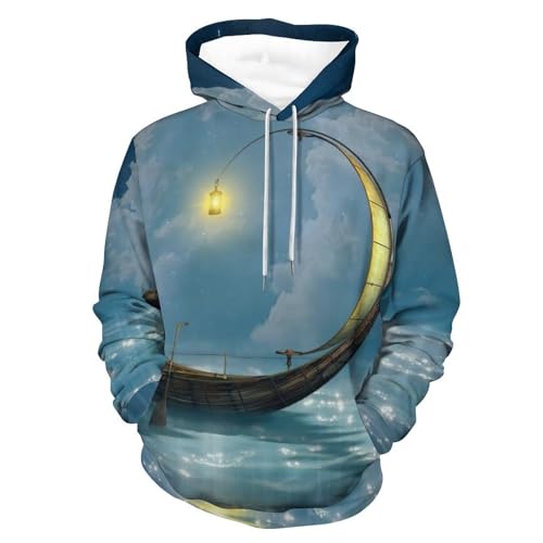 Sweatshirt pull pour homme femme UMENG Hoodie Bateau des Nuages De Mer sweats à capuche
