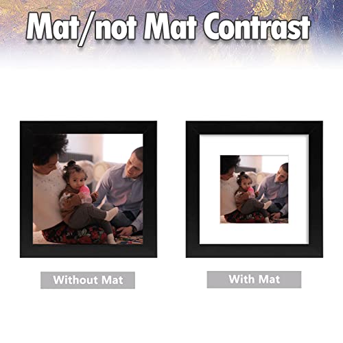 Auear, 6X6 Square Frame, 9 Pack, Solid Wood And High Definition Glass, Display Pictures 4X4 With Mat Or 6X6 Without Mat, Wall Display, Decorate Home Or Office, Black #TOP1
