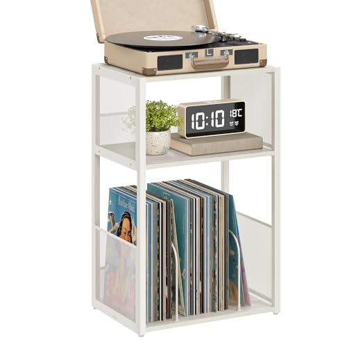 Songmics Home VASAGLE 3-Tier Record Player Stand, Vinyl Record Storage up to 100 Albums