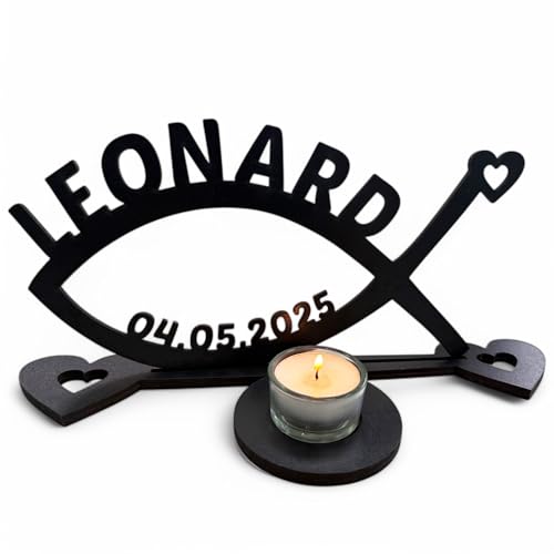 Leon Geschenke Teelichthalter Fisch personalisiert