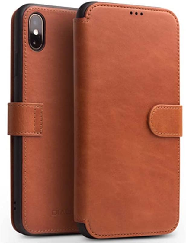 Étui antichoc iPhone Xs Max housse de protection intégrale à rabat marron