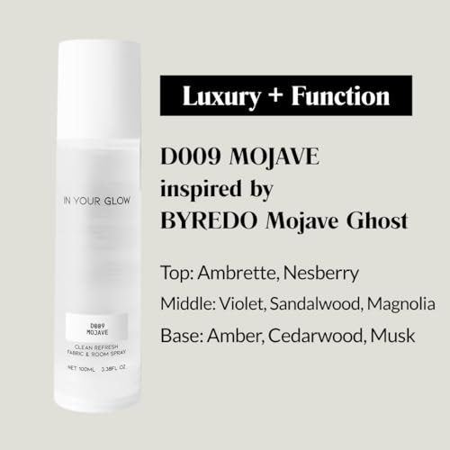 Image of In Your Glow Fabric & Room Mist Spray- Long-Lasting Clean Scent, Unisex Luxury Fragrance & Odor Eliminator, 100ml- D009 MOJAVE