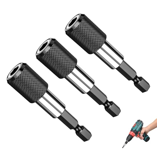 3PCS 1/4 Inch Hex Shank Magnetic Extension Durable Magnetic Drill Bit Holder Hex Shank Universal Quick Release Bit Holder for Electric Drills,Screwdriver, Batch Head and Other to Transfer