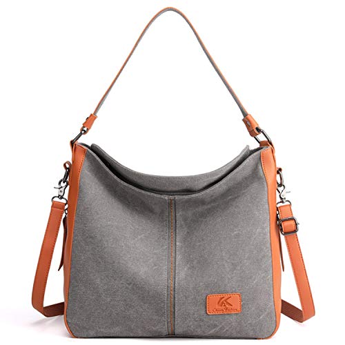 Bolso de mano de lona vintage para mujer, gris (gris), Talla única Cover