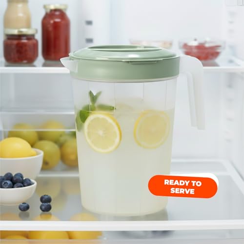 Tribello Set of 2 – 1-Gallon Plastic Pitchers with Lids – Ideal Iced Tea Pitchers with Twist Cover, BPA-Free, Dishwasher & Freezer Safe for Juices & Storage - Image 7