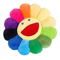 Uposao Flower Plush Pillow, Sunflower Pillow Soft & Comfortable Sunflower Smiley Cushion Colorful Sunflower Plush Toy Home Bedroom Shop Restaurant Decor