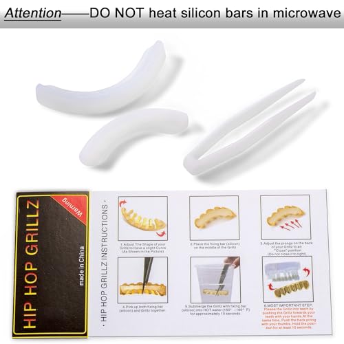 6-8 Teeth Grillz Mold Kit - Top and Bottom Silicone Molding Bars Set Dental Grills Silica Gel, Easy to Use for Custom Gold & Silver Teeth Caps, Grillz Accessory2