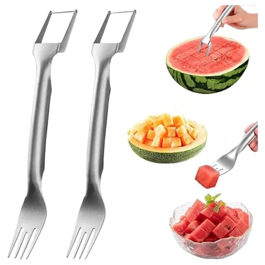 Watermelon Cutter,2-in-1 Stainless Steel Fruit Cutter, 2024 New Upgrade Dual Head Watermelon Fork Slicer Tool, Summer Fruit Cutting Home Kitchen Gadgets (2Pcs)