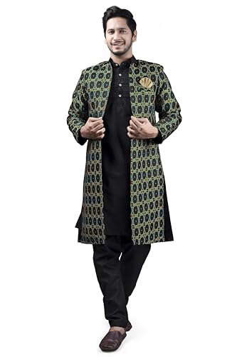 XEPON Men's Jacquard Ethnic Wear Kurta Pajama With Stylish Long J...